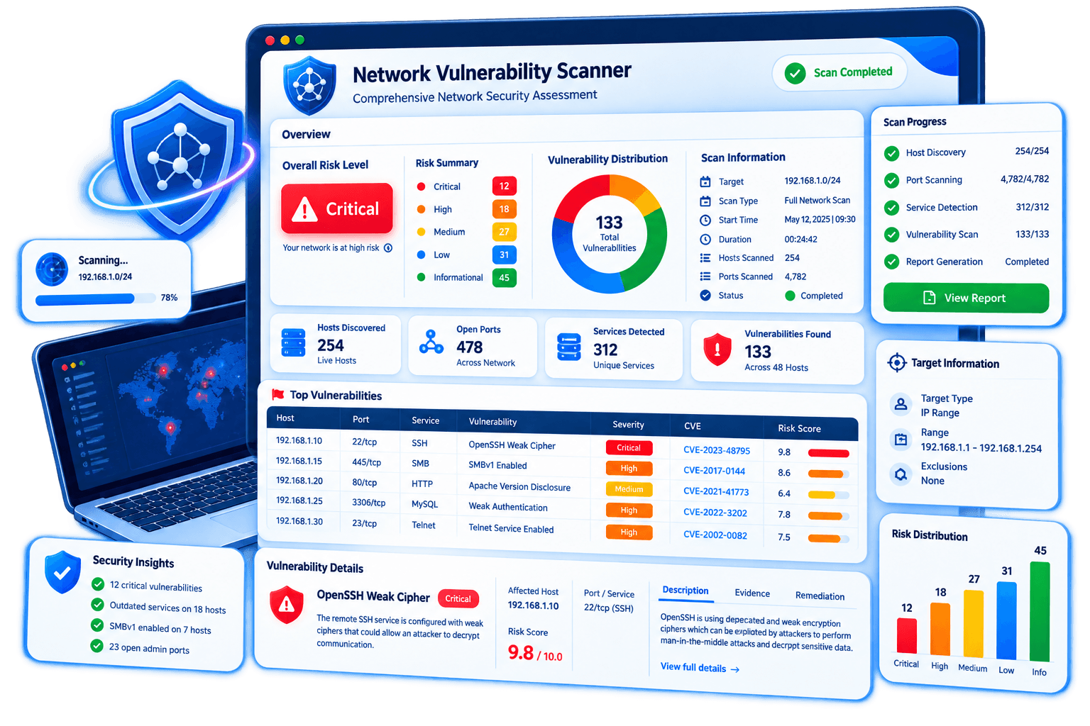 Network Vulnerability Scanner dashboard preview